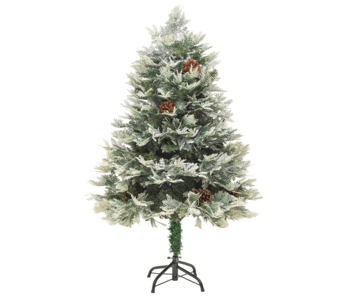 Árbol de Navidad con luces y piñas PVC PE verde 120 cm