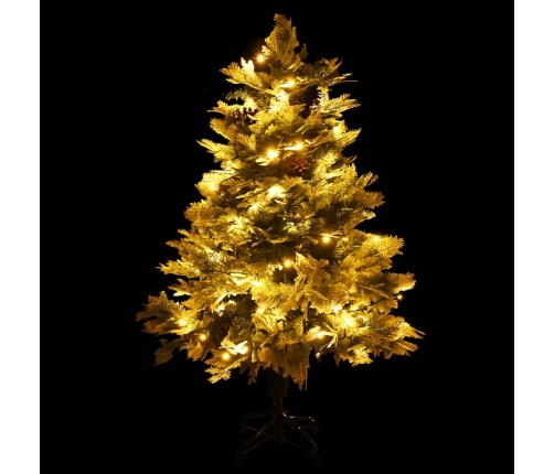 Árbol de Navidad con luces y piñas PVC PE verde 120 cm