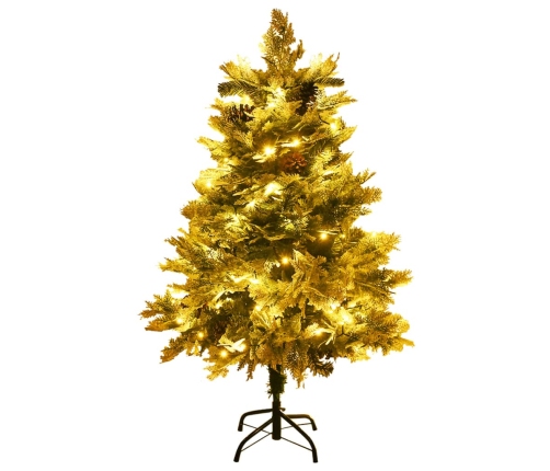 Árbol de Navidad con luces y piñas PVC PE verde 120 cm