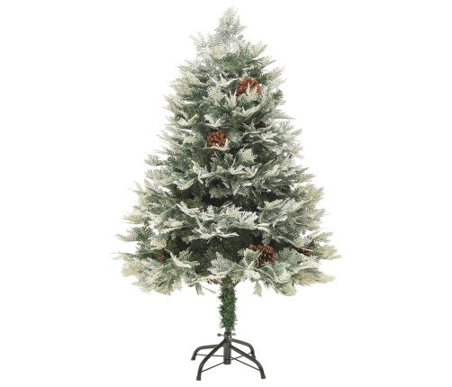 Árbol de Navidad con luces y piñas PVC PE verde 150 cm