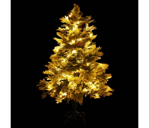 Árbol de Navidad con luces y piñas PVC PE verde 150 cm