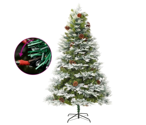 Árbol de Navidad con luces y piñas PVC PE verde 195 cm