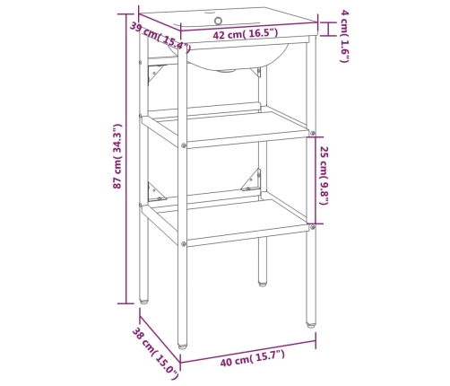 Estructura de baño con lavabo incorporado hierro blanco