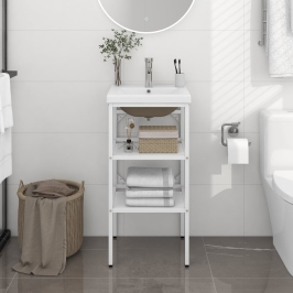 Estructura de baño con lavabo incorporado hierro blanco