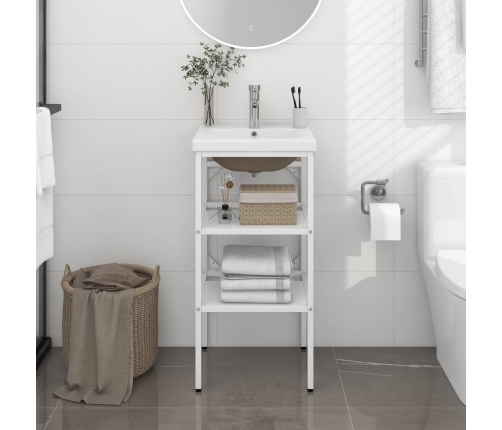 Estructura de baño con lavabo incorporado hierro blanco