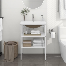 Estructura de baño con lavabo incorporado hierro blanco