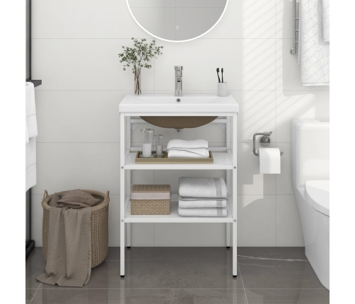 Estructura de baño con lavabo incorporado hierro blanco