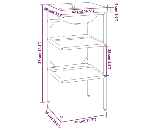 Estructura de baño con lavabo incorporado hierro negro