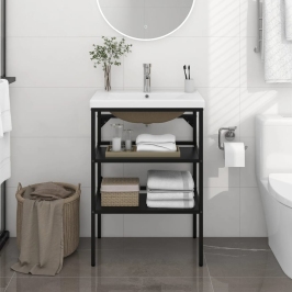 Estructura de baño con lavabo incorporado hierro negro