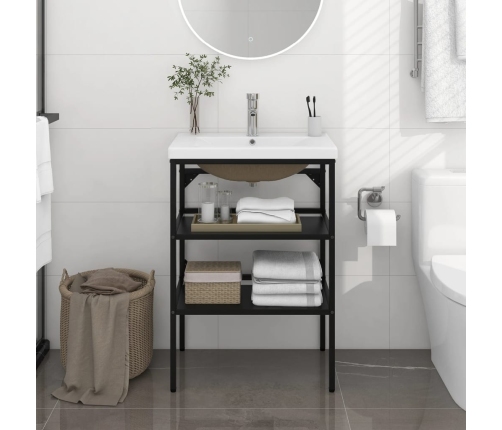 Estructura de baño con lavabo incorporado hierro negro