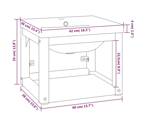 Estructura de baño con lavabo incorporado hierro blanco