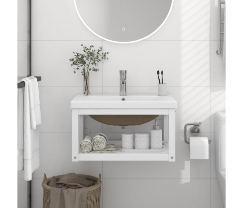 Estructura de baño con lavabo incorporado hierro blanco