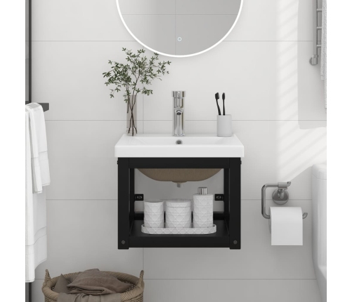 Estructura de baño con lavabo incorporado hierro negro