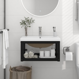 Estructura de baño con lavabo incorporado hierro negro