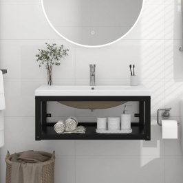 Estructura de baño con lavabo incorporado hierro negro