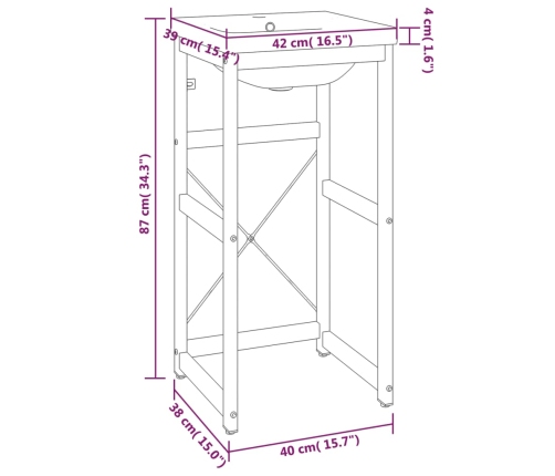 Estructura de baño con lavabo incorporado hierro blanco