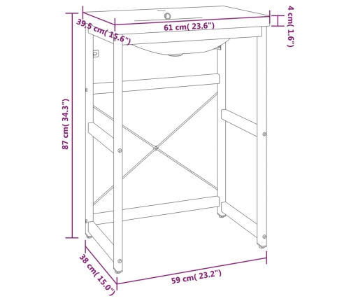 Estructura de baño con lavabo incorporado hierro blanco