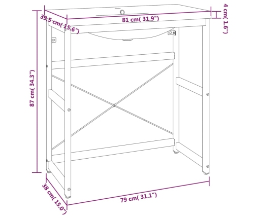 Estructura de baño con lavabo incorporado hierro blanco