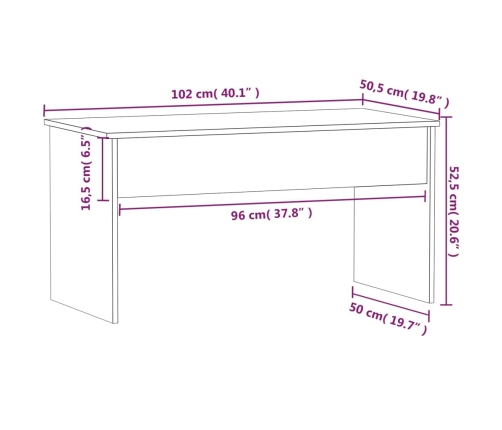 Mesa de centro madera contrachapada blanco 102x50,5x52,5x cm