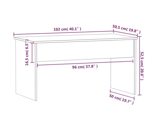 vidaXL Mesa de centro madera ingeniería blanco brillo 102x50,5x52,5 cm