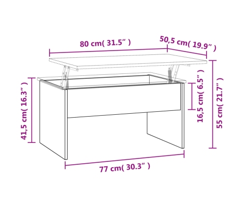 vidaXL Mesa de centro madera contrachapada blanco 80x50,5x41,5 cm