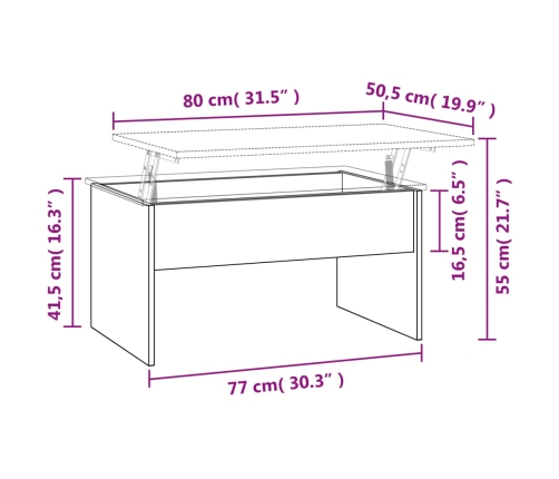 vidaXL Mesa de centro madera de ingeniería negra 80x50,5x41,5 cm