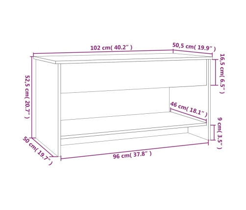 Mesa de centro madera de ingeniería blanco 102x50x52,5 cm