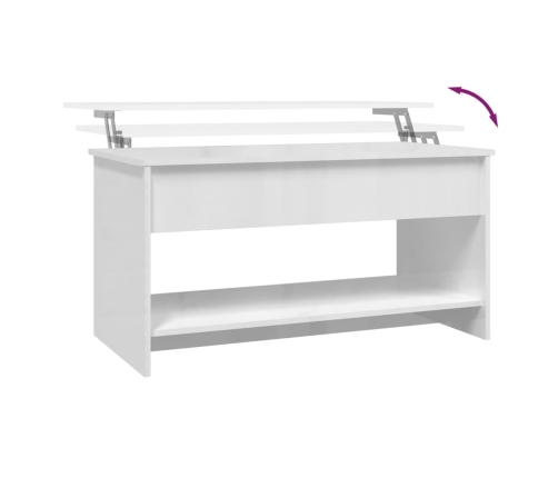 Mesa de centro madera ingeniería brillo blanco 102x50x52,5 cm