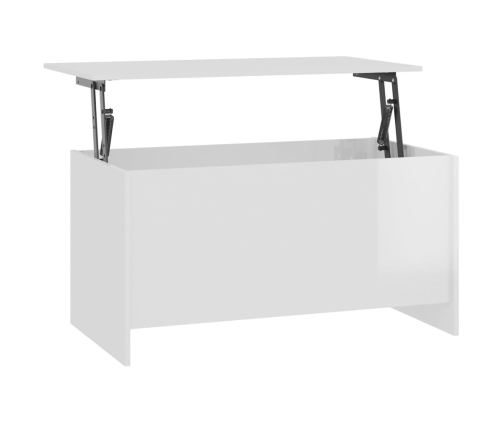 Mesa de centro madera ingeniería blanco brillo 102x55,5x52,5 cm