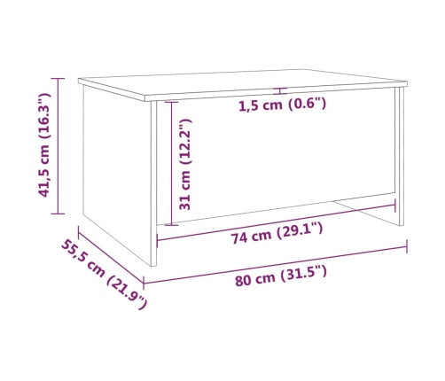 vidaXL Mesa de centro madera de ingeniería blanco 80x55,5x41,5 cm