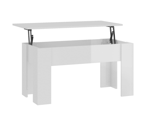 Mesa de centro madera de ingeniería blanco brillo 101x49x52 cm