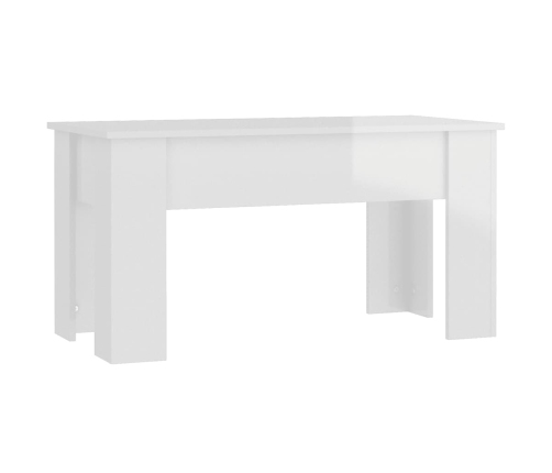 Mesa de centro madera de ingeniería blanco brillo 101x49x52 cm