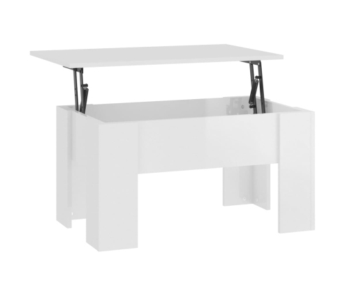 Mesa de centro madera de ingeniería blanco brillo 79x49x41 cm