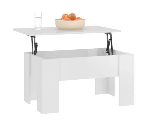 Mesa de centro madera de ingeniería blanco brillo 79x49x41 cm