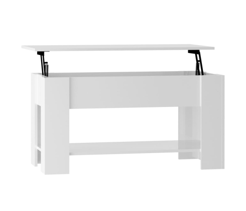 Mesa de centro madera de ingeniería blanco brillo 101x49x52 cm