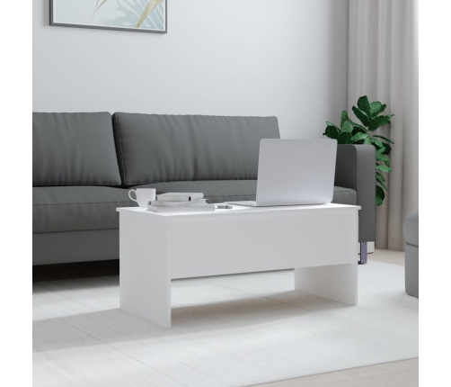 Mesa de centro madera contrachapada blanco 102x50,5x46,5 cm