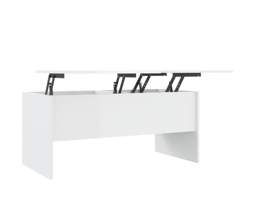 vidaXL Mesa de centro madera ingeniería blanco brillo 102x50,5x46,5 cm