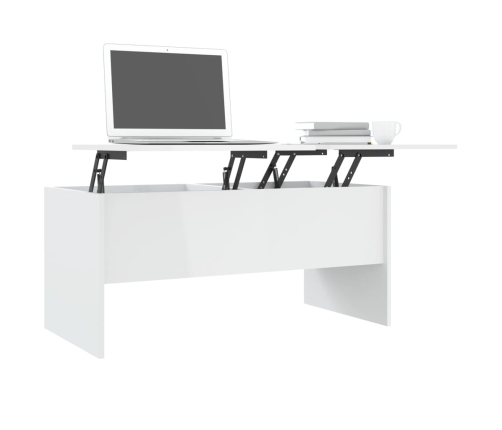 vidaXL Mesa de centro madera ingeniería blanco brillo 102x50,5x46,5 cm