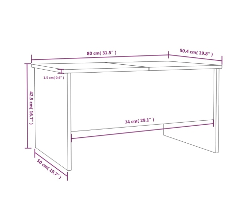 vidaXL Mesa de centro madera de ingeniería blanco 80x50x42,5 cm