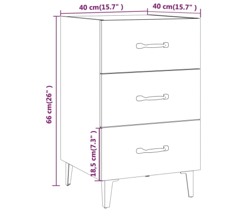 Mesita de noche madera de ingeniería blanco 40x40x66 cm