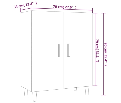 Aparador de madera contrachapada blanco 70x34x90 cm