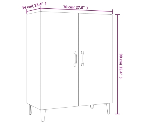 Aparador de madera contrachapada blanco 70x34x90 cm