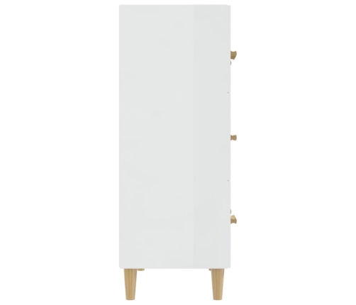 Aparador de madera contrachapada blanco brillante 70x34x90 cm