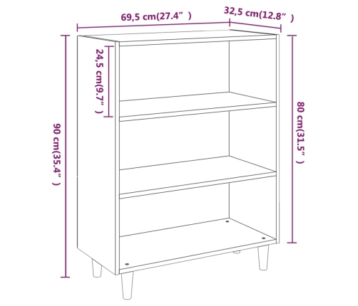 Aparador de madera contrachapada blanco 69,5x32,5x90 cm