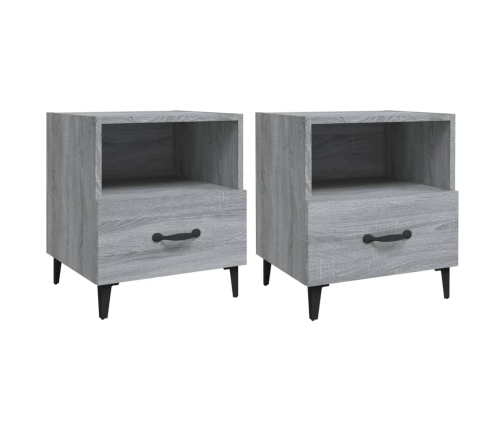 vidaXL Mesita de noche 2 unidades madera contrachapada gris Sonoma