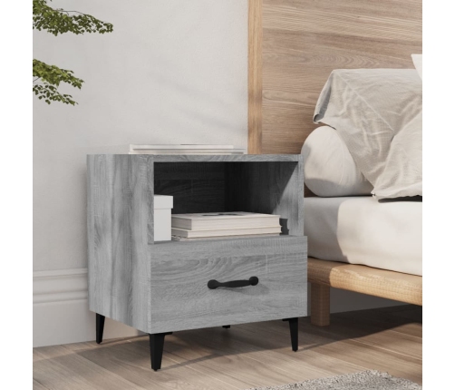 vidaXL Mesita de noche 2 unidades madera contrachapada gris Sonoma