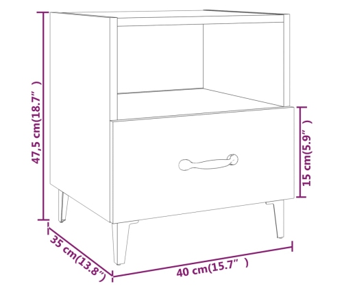 vidaXL Mesita de noche 2 unidades madera contrachapada gris Sonoma