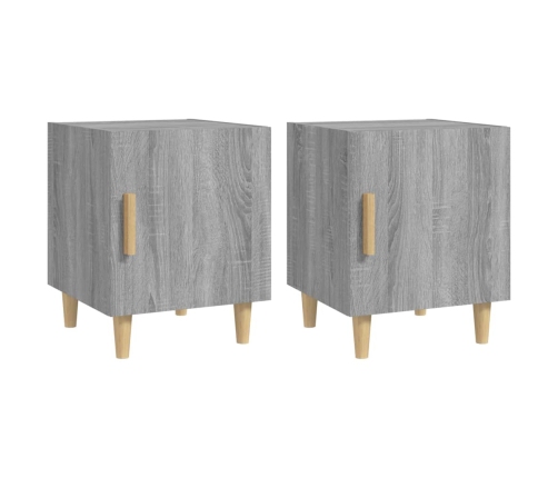 Mesitas de noche 2 uds madera contrachapada gris Sonoma