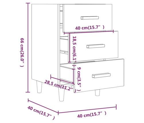 Mesita de noche madera de ingeniería marrón roble 40x40x66 cm