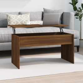 Mesa de centro madera ingeniería marrón roble 102x50,5x52,5 cm